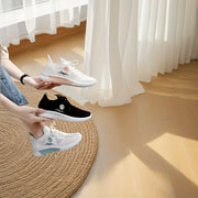 Zapatos deportivos blancos para mujer con bordado floral, zapatillas casuales transpirables y ligeras