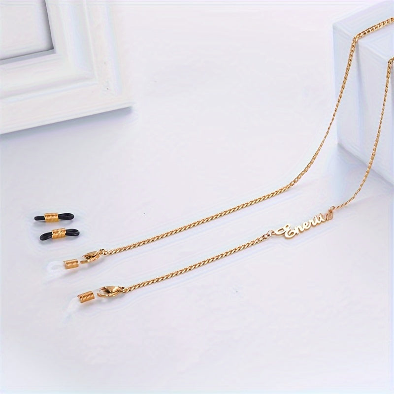 Персонализированная цепочка для очков для женщин с индивидуальным именем, держатель для очков из нержавеющей стали, праздничный модный аксессуар с табличкой с именем