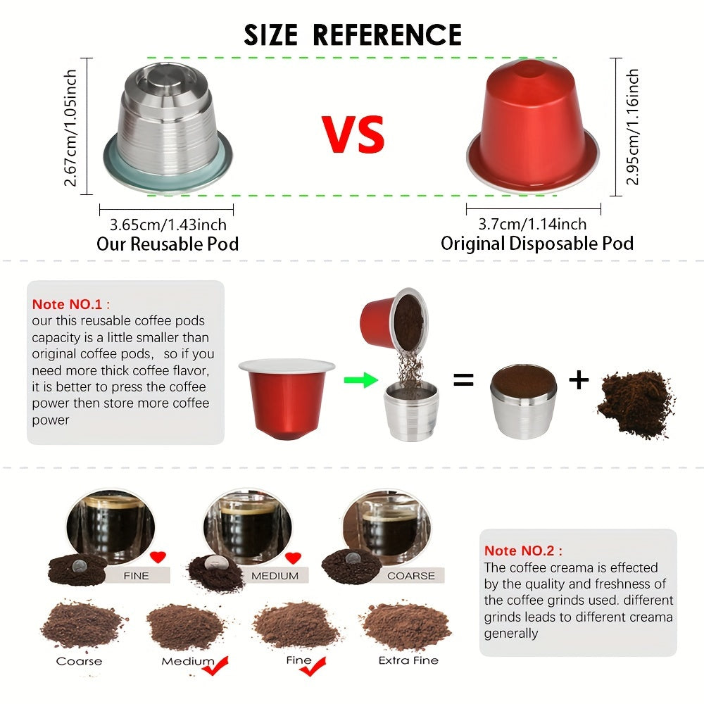 Stainless Steel Reusable Coffee Pods for Nespresso Machines Set of 1-4