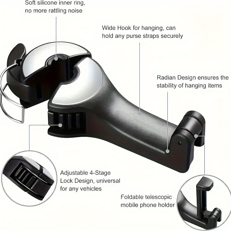 Soporte de teléfono para reposacabezas de coche universal duradero de ABS ajustable