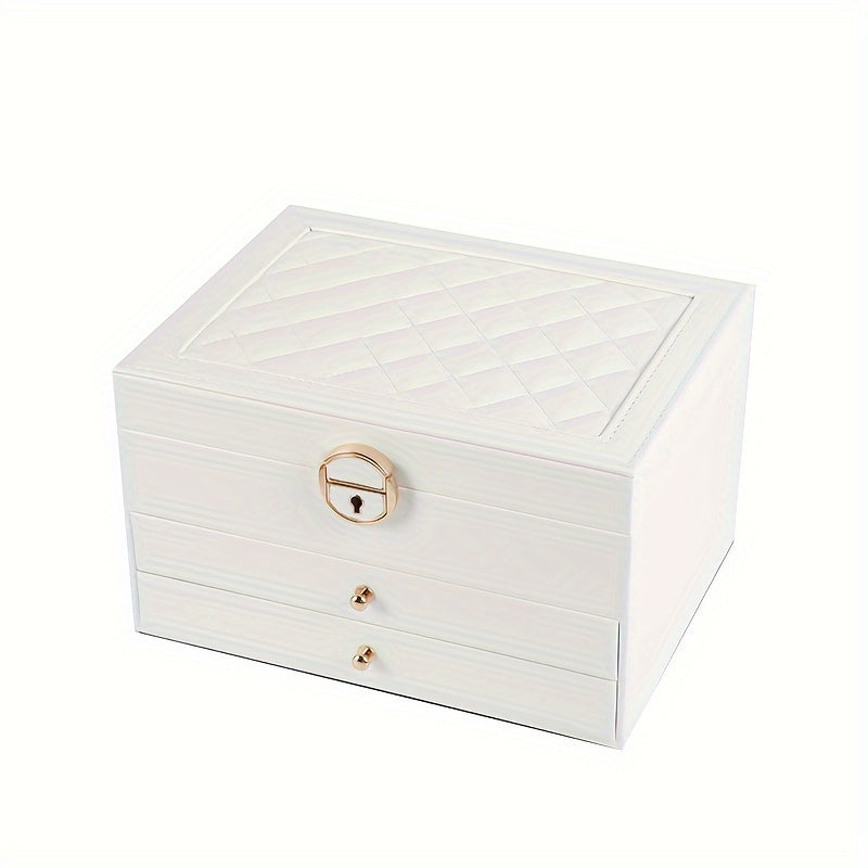 Caja de almacenamiento de joyas con gran capacidad, organizador de varias capas para collares y anillos