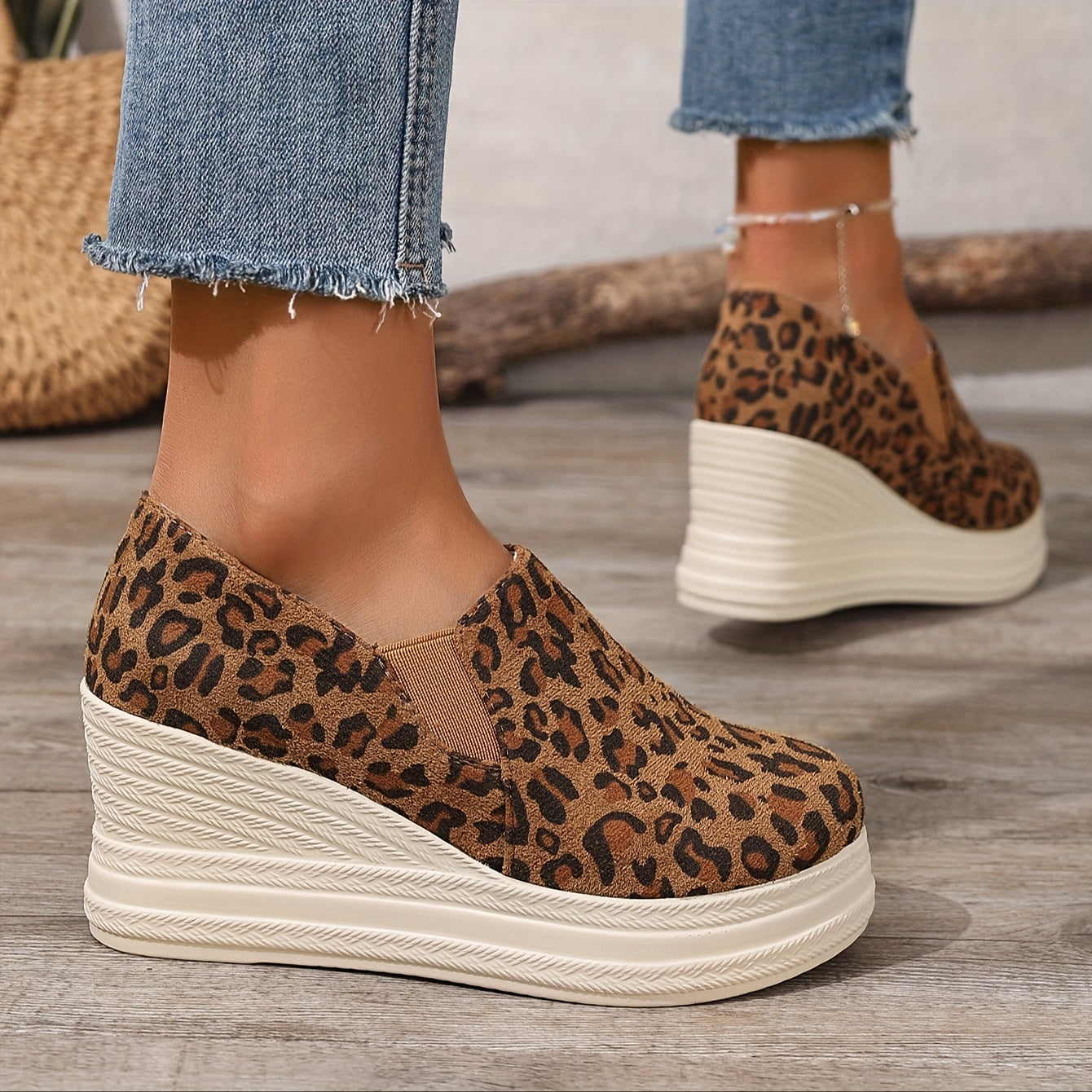 Women's Wedge Platform Flats Faux Straw Rope Sole Fashion Shoes
