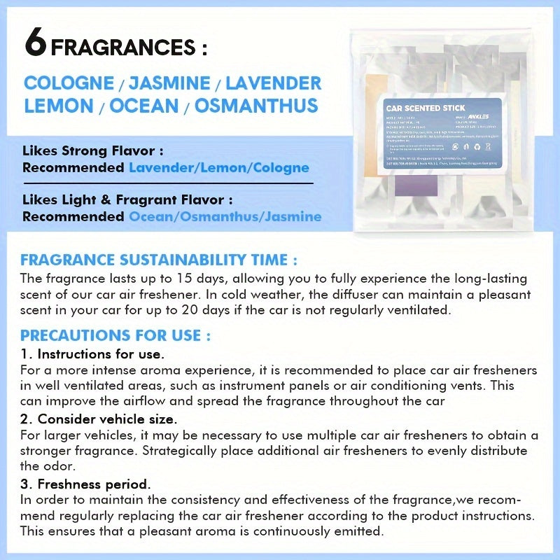 Комплект из 4 освежителей воздуха для автомобиля, палочки, диффузор эфирных масел, длительный аромат