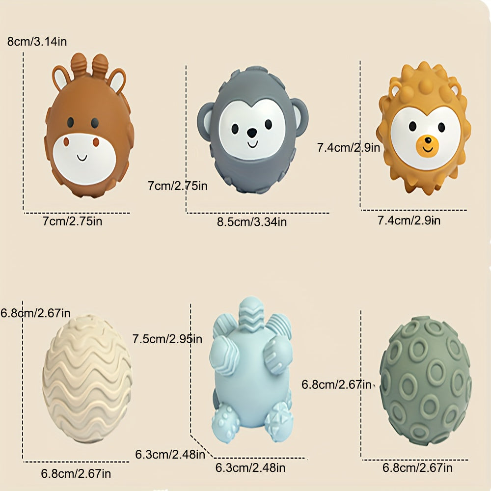 1 to'plam silikon chaqaloq yig'ish to'plari, hayvonli jumboq o'yinchoqlari va 6 oydan oshgan chaqaloqlar uchun sezgir qurilish bloklari, aralash ranglarda.