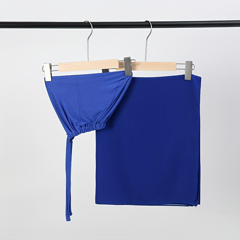 Set of Two Elastic Chiffon Undercap Scarves with Breathable Inner Hijab Cap and Sunscreen Hijab