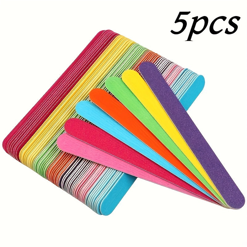 10-Pack Double-Sided Nail Files Wooden Buffers for Manicure and Polishing