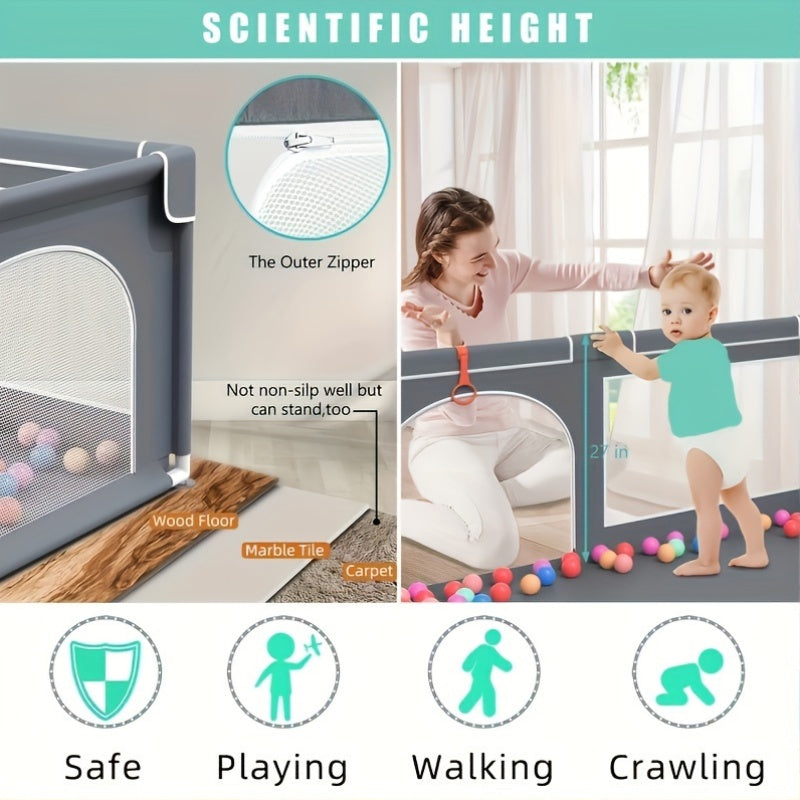 Large Indoor Metal Play Yard with Door, Storage Bag and Ball Pit for Toddlers