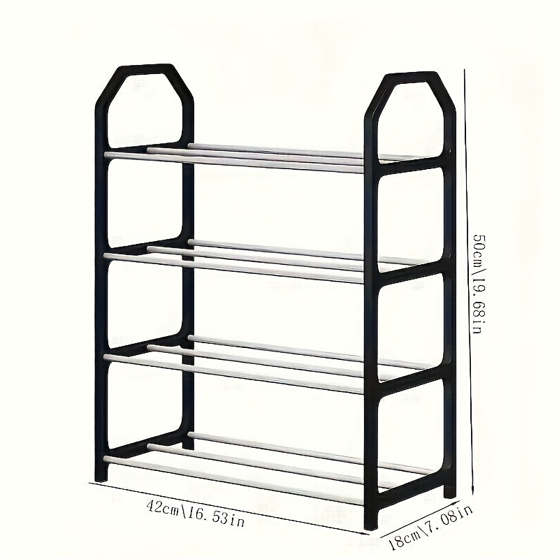 Black Shoe Rack 4 Tiers Metal Storage Organizer for Entryway Bedroom