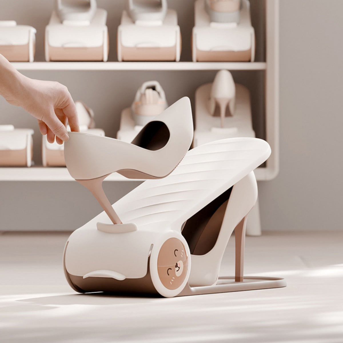 Регулируемая пластиковая полка для обуви - двухслойный органайзер для обуви для гостиной или общежития - неэлектрический напольный шкаф для хранения обуви