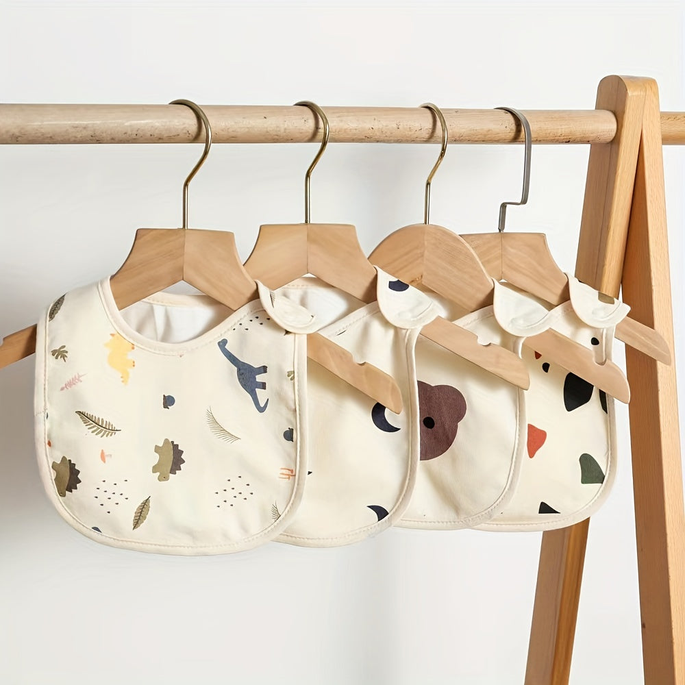 Set de 3 baberos impermeables para niños para niños y niñas, con cierre de presión suave, baberos para alimentar