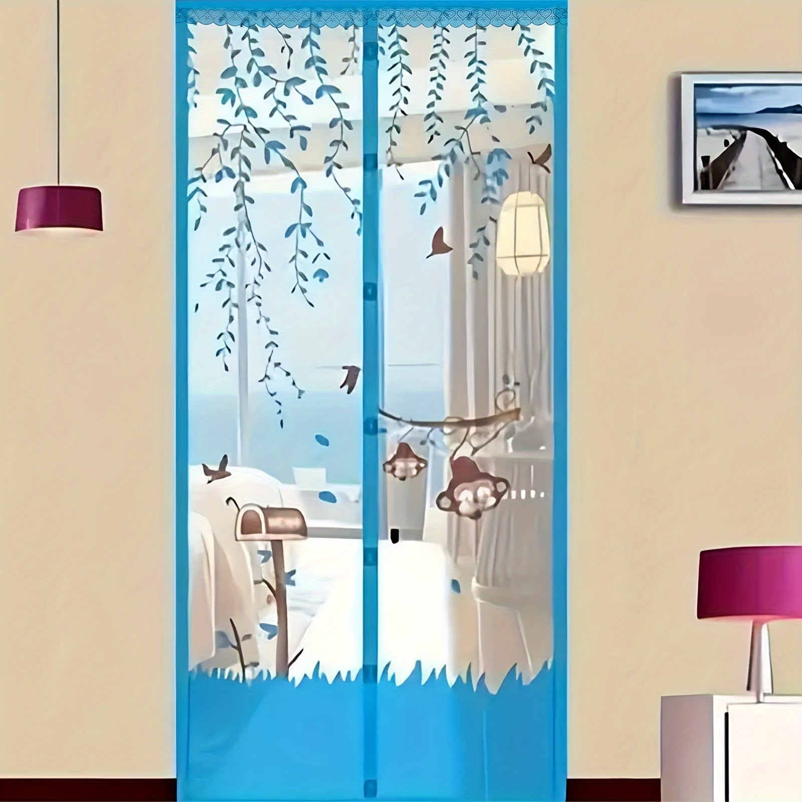 Magnetic Mesh Curtain with Magic Tape for Mosquito Prevention and Summer Use in Bedrooms and Homes