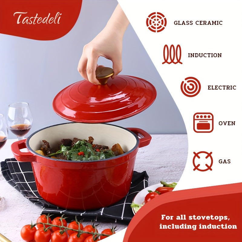 Enamelled Cast Iron Dutch Oven 20cm 2.75qt Round Kitchen Cookware