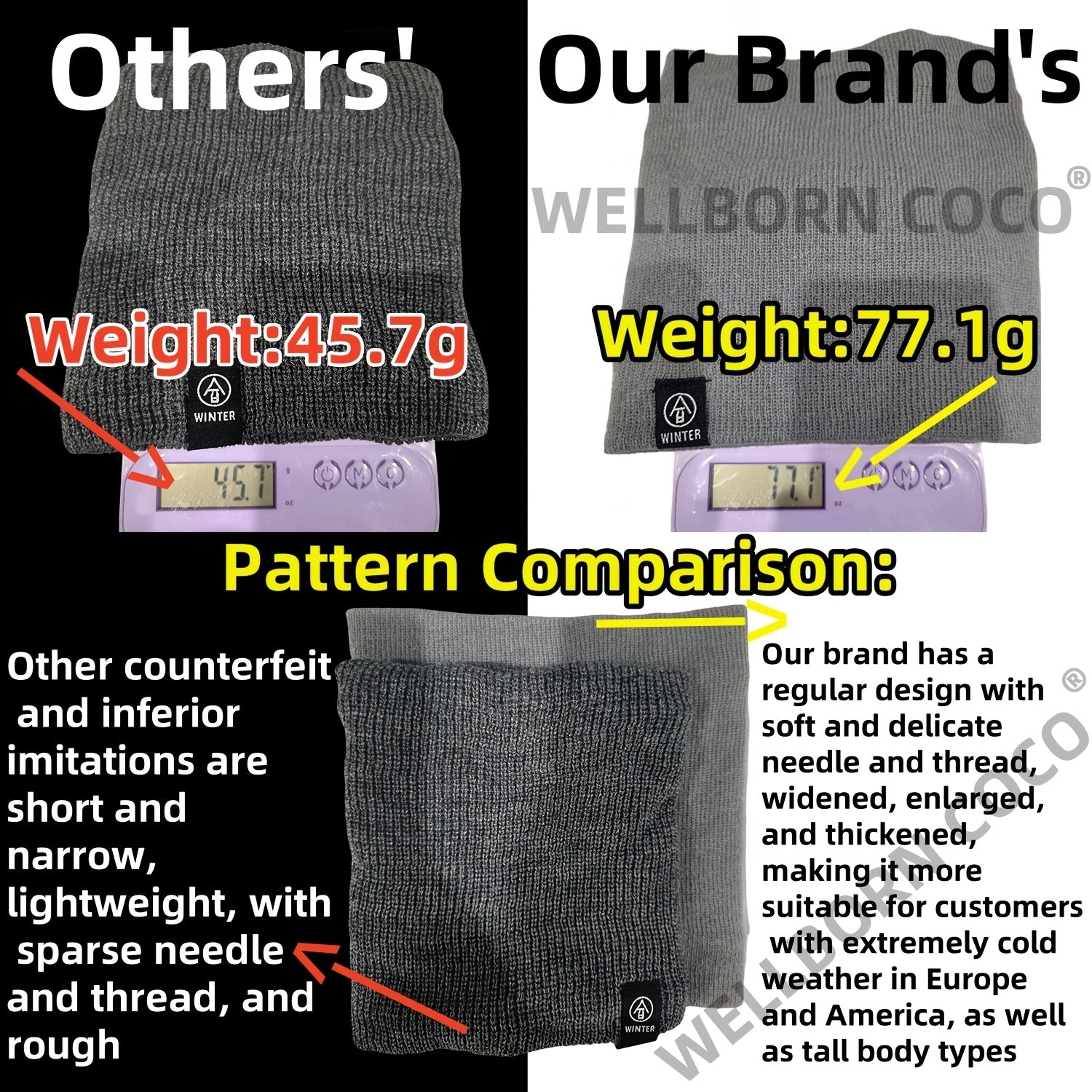 Fleece-Lined Neck Warmer Windproof Knit Scarf for Men Women Winter Solid Colors