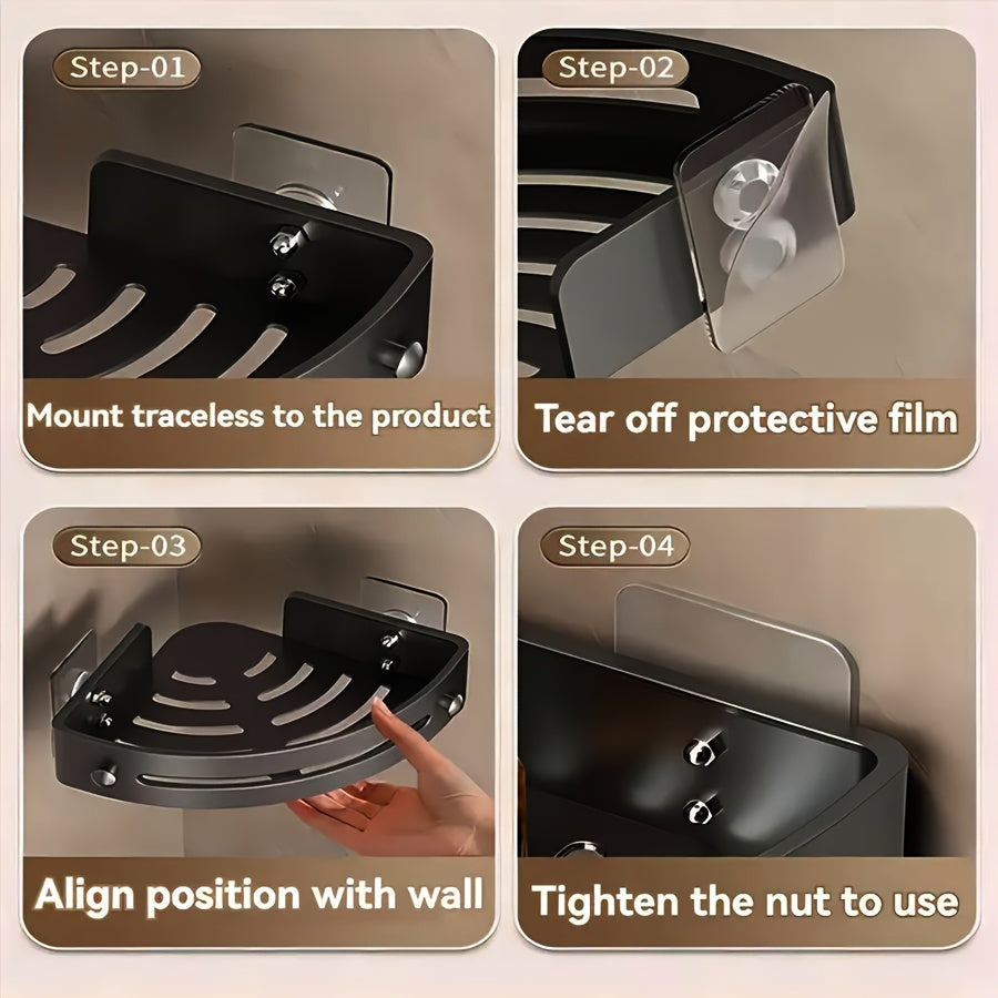 Plastic Corner Shower Caddy with Strong Suction No Drilling Bathroom Organizer