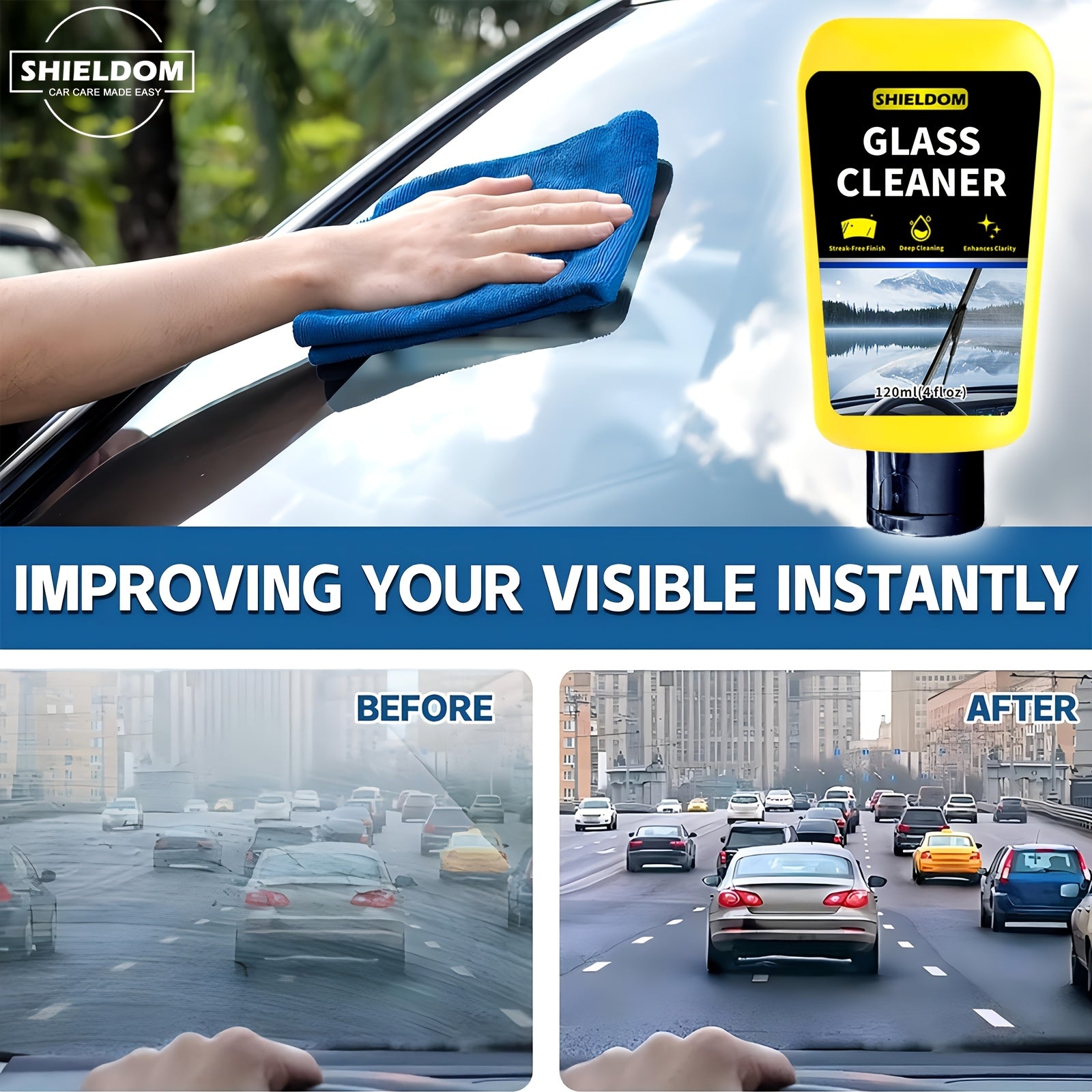 Pasta limpiadora de cristales para parabrisas y espejos, antiniebla, sin marcas, 120ml