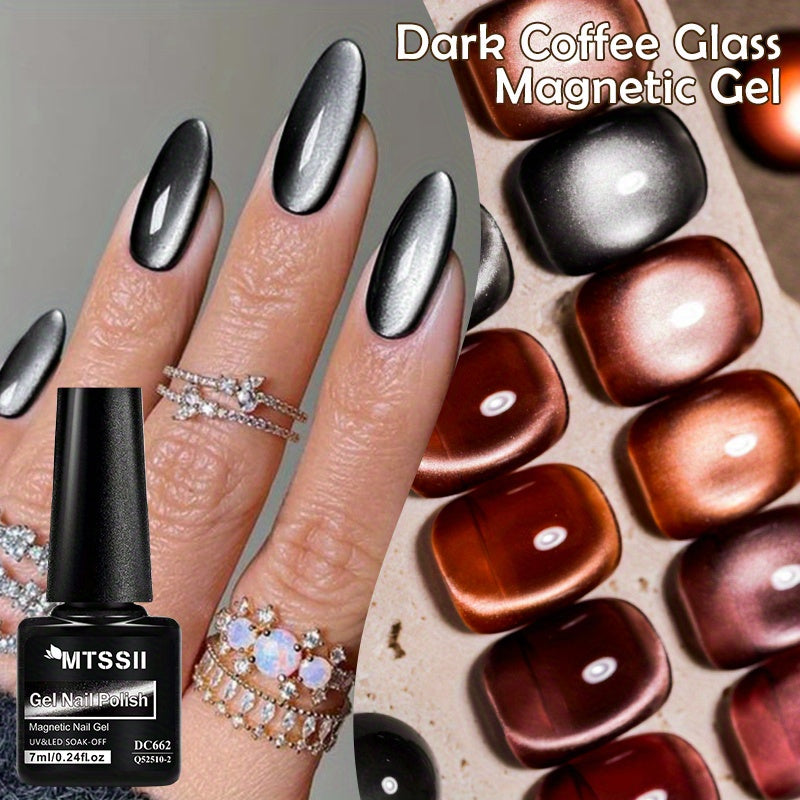 Unisex Dark Coffee Gel Nail Polish 7ml Cat Eye Effect Long-Lasting