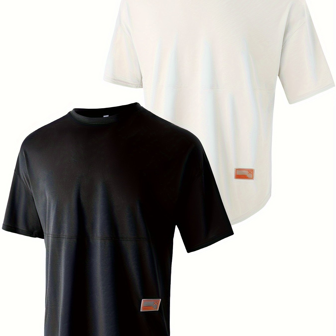 Camiseta deportiva casual de poliéster para hombre con cuello redondo y manga corta para actividades al aire libre