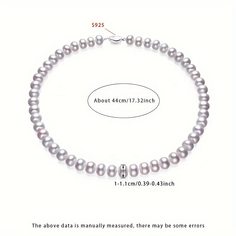 Женское ожерелье из пресноводных жемчужин 10-11 мм, серебро S925, натуральные жемчужины, подарочная коробка