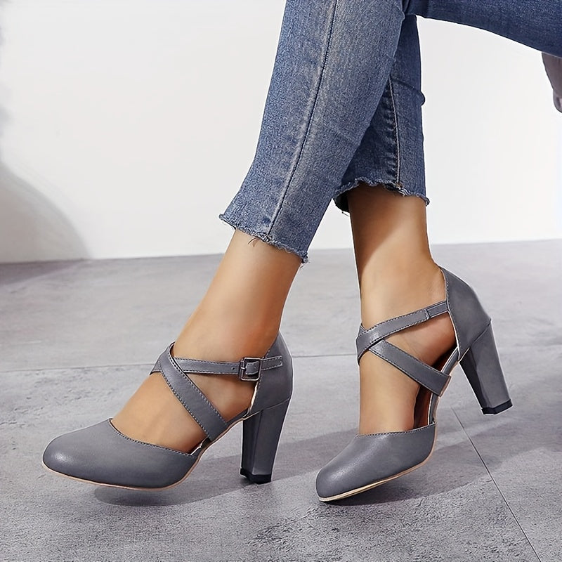 Women Faux Leather High Heel Sandals with Ankle Strap and Pointed Toe