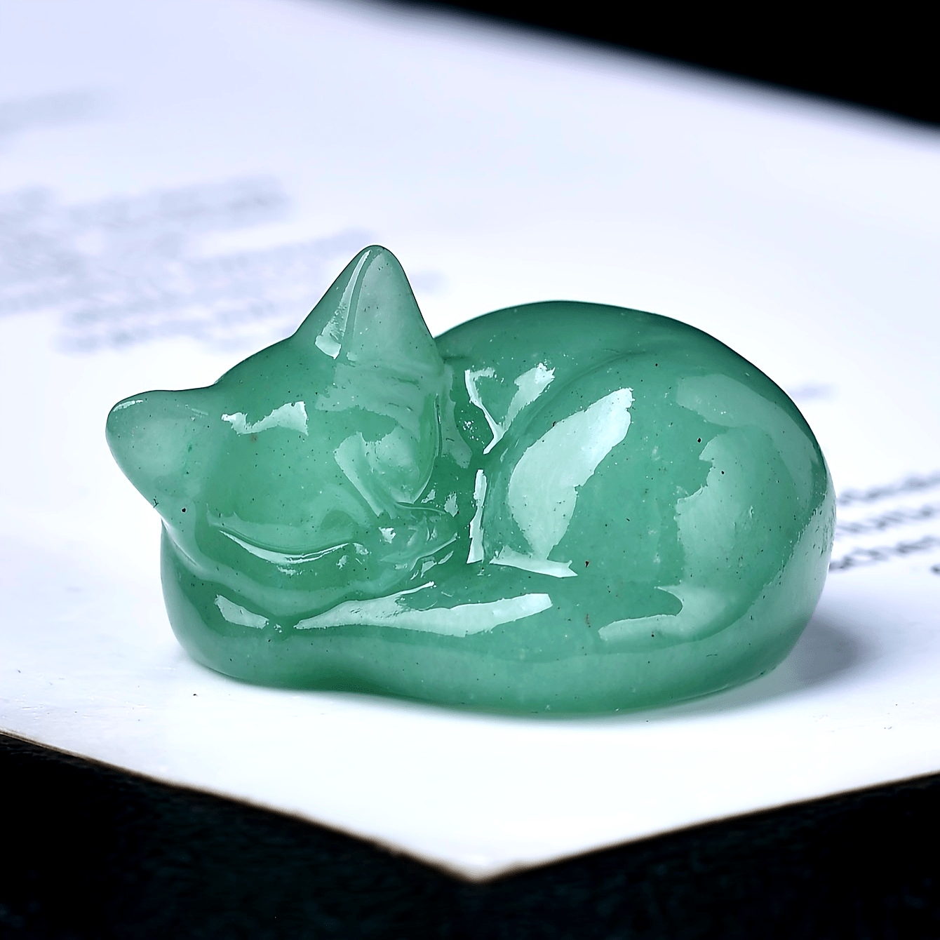 Figura de cristal de gato durmiente tallada en cuarzo natural, decoración para el hogar, regalo, 3.81cm