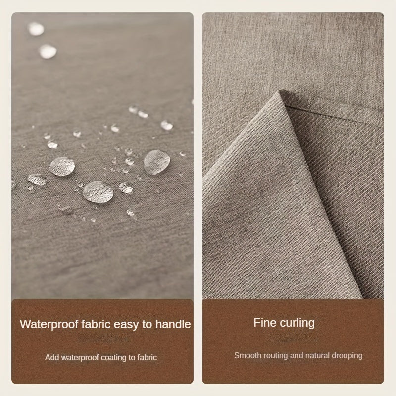 Beige Polyester Rectangular Waterproof Oil-Proof Tablecloth for Picnic and Dining