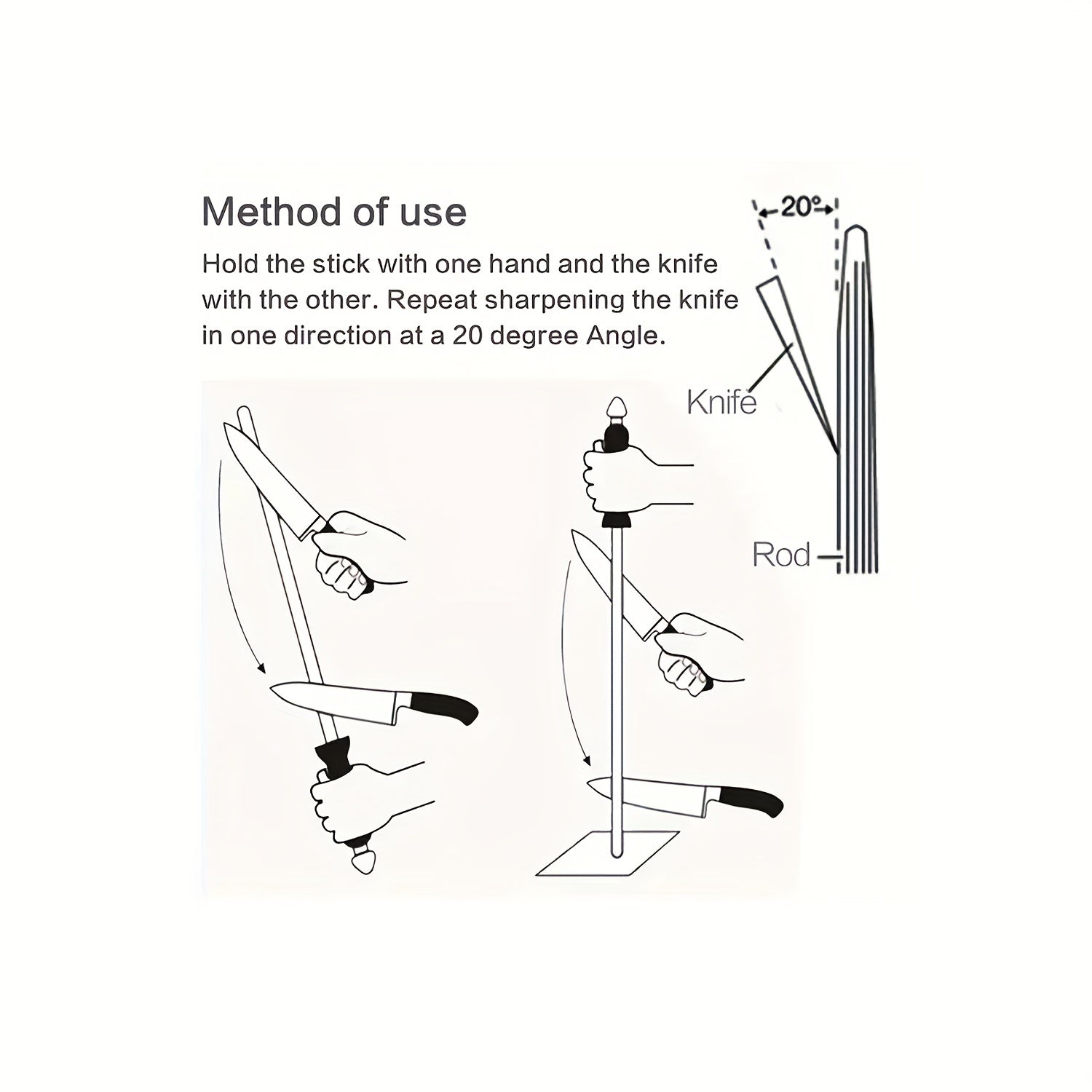 Handheld Stainless Steel Knife Sharpener for Kitchen Knives Medium Grit Manual Honing Stick