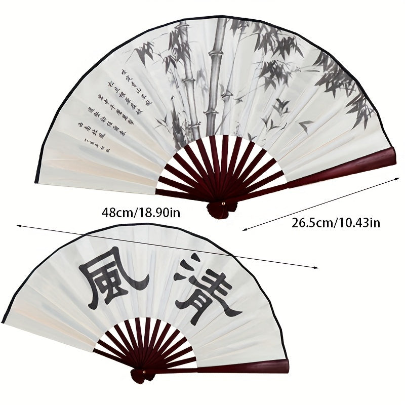 Vintage Handheld Fan 8 Inch Folding Fan with Peony Flower Landscape Painting
