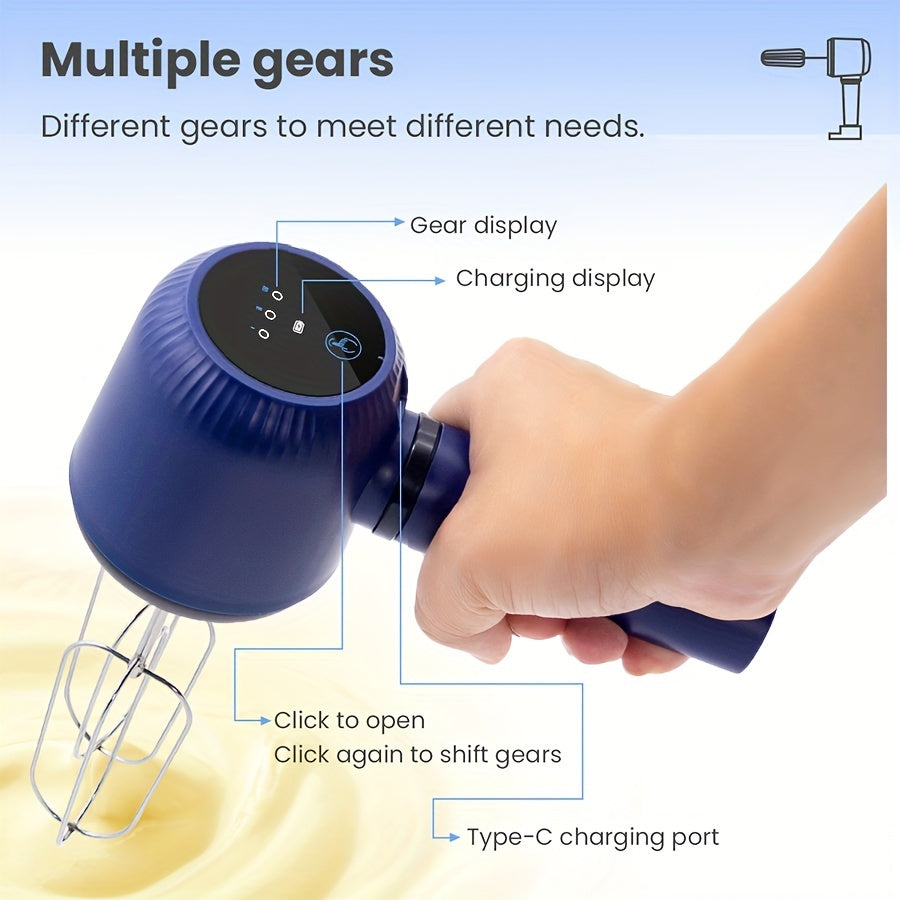 Qayta zaryadlanadigan USB bilan ishlaydigan simsiz elektr qo‘l mikseri, pishirish uchun ikki tomonlama choyshabli qotishmasi