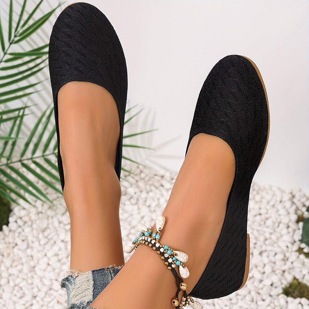 Women's Red Mary Jane Flats Casual Slip-On Shoes with TPR Sole