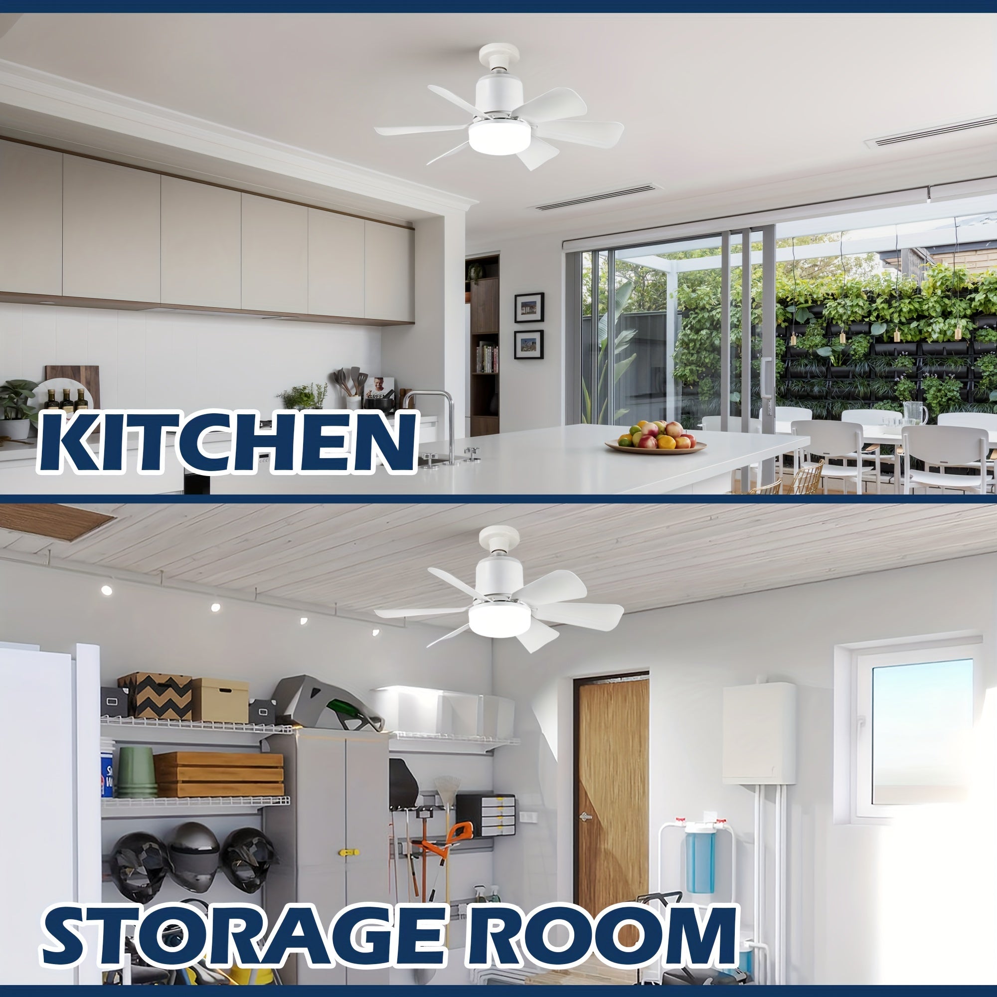 Ceiling fan lights with remote control 3-speed adjustable fan color temperature for small rooms E27 socket