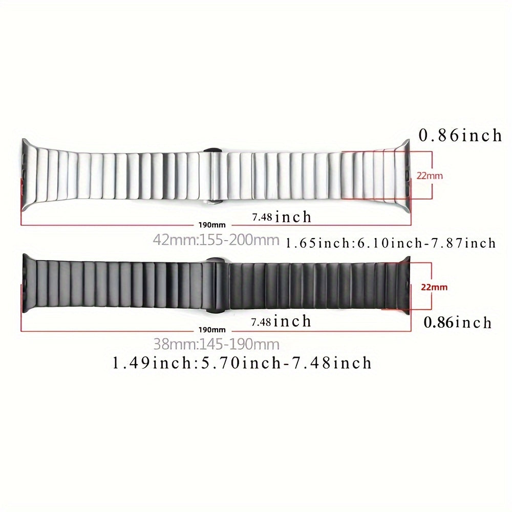 Men's Stainless Steel Watch Band for Apple Watch Series 1-9 and SE Ultra 40mm-49mm Metal Bow Buckle Strap