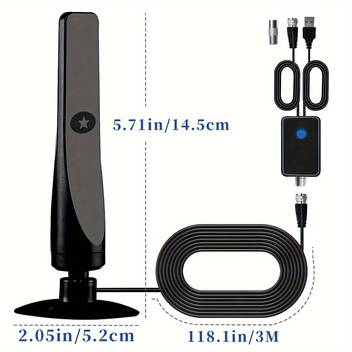 Indoor Digital TV Antenna 360° Signal Reception 4K HD Compatible with Smart TVs