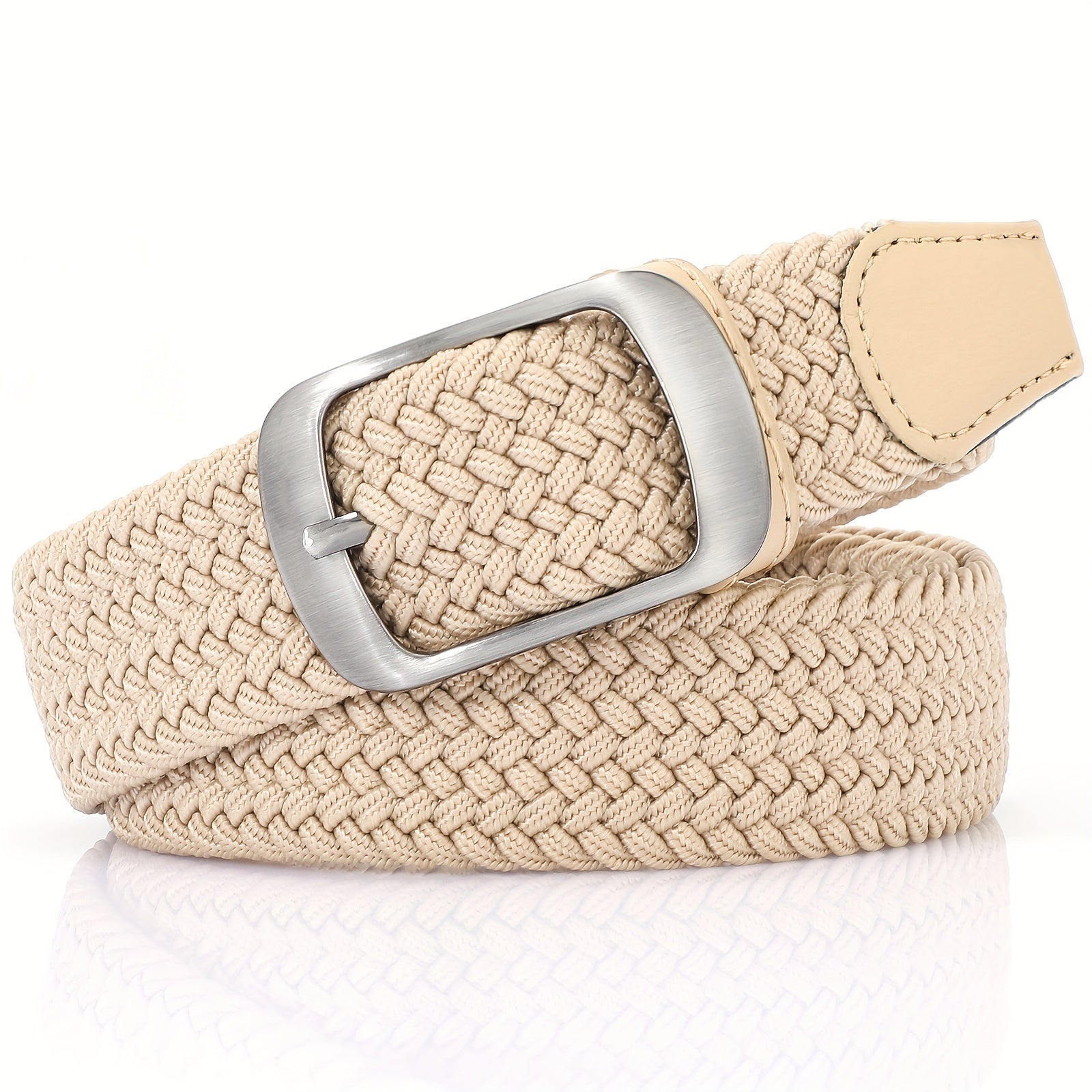 Unisex Solid Color Braided Belt with Pin Buckle for Casual Jeans