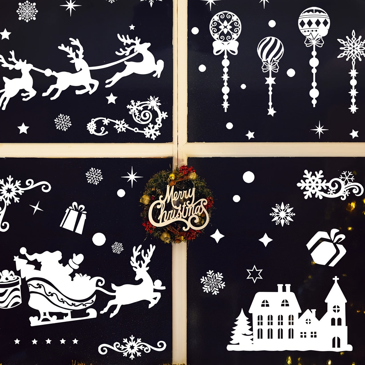 Festive Christmas Window Stickers Snowflakes Reusable Glow-in-Dark Decor