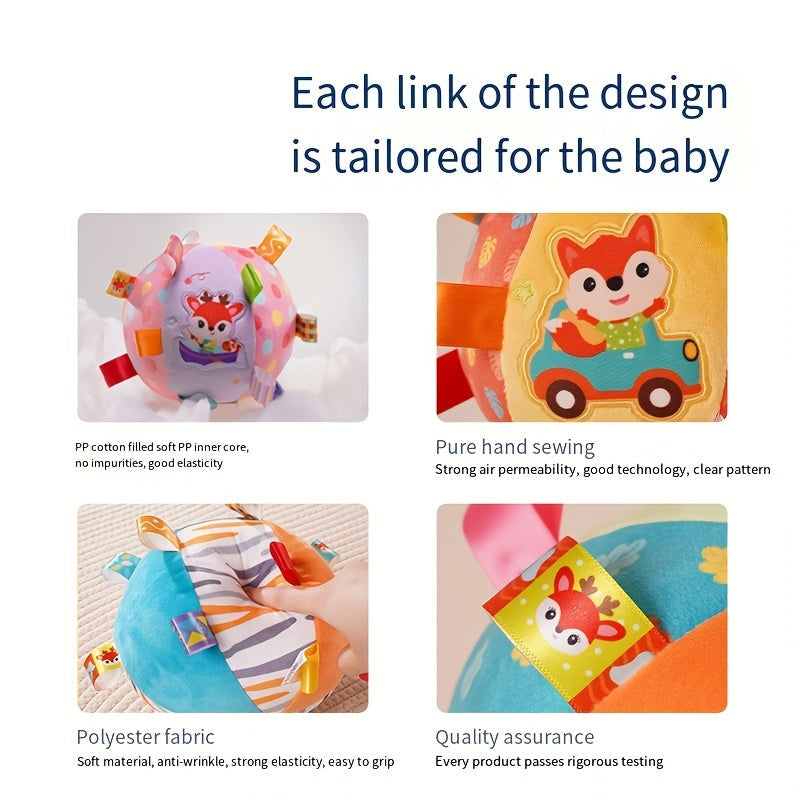 Baby Toy Plush Rattle Ball for Newborns Soothing Grasping Educational