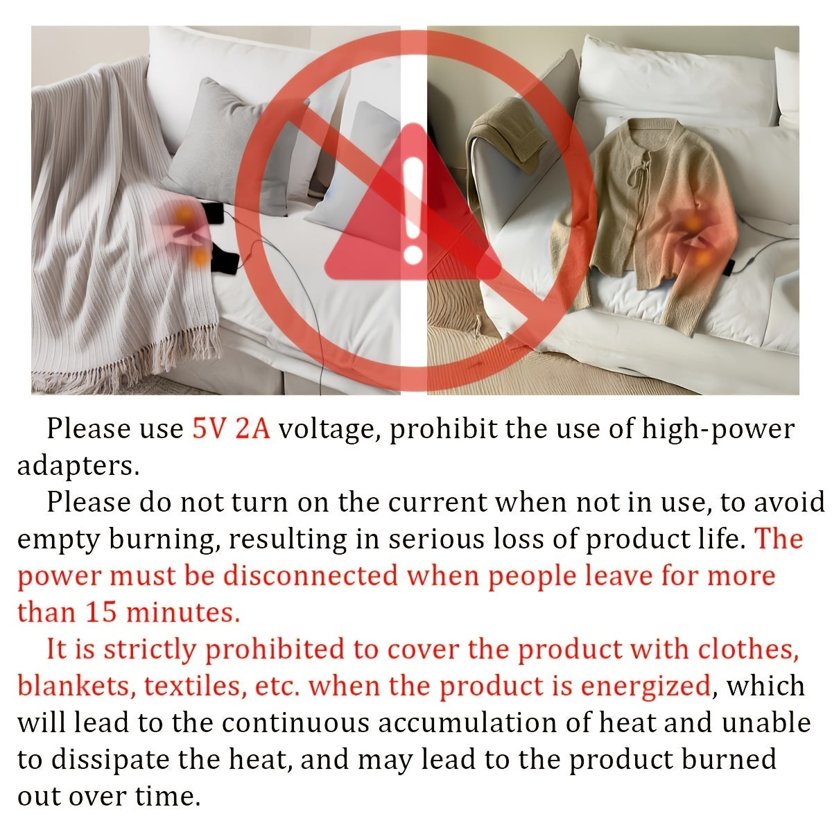 Electric Heating Pad USB Portable with 3-Temperature Control Adjustable Strap Black Gray