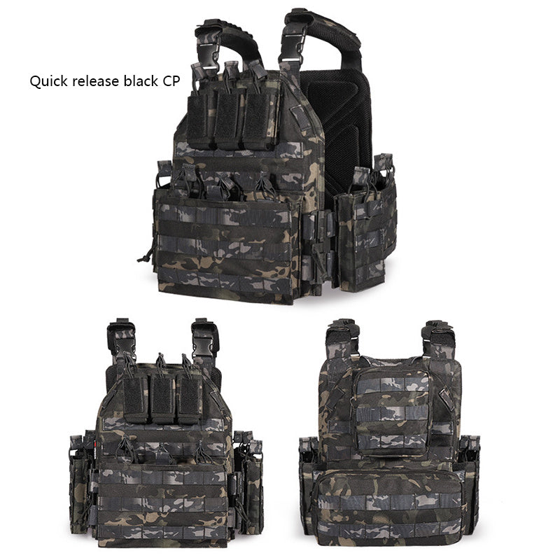 Adult Outdoor Training Vest Water-Resistant Breathable Quick Dismantling Black Polyester