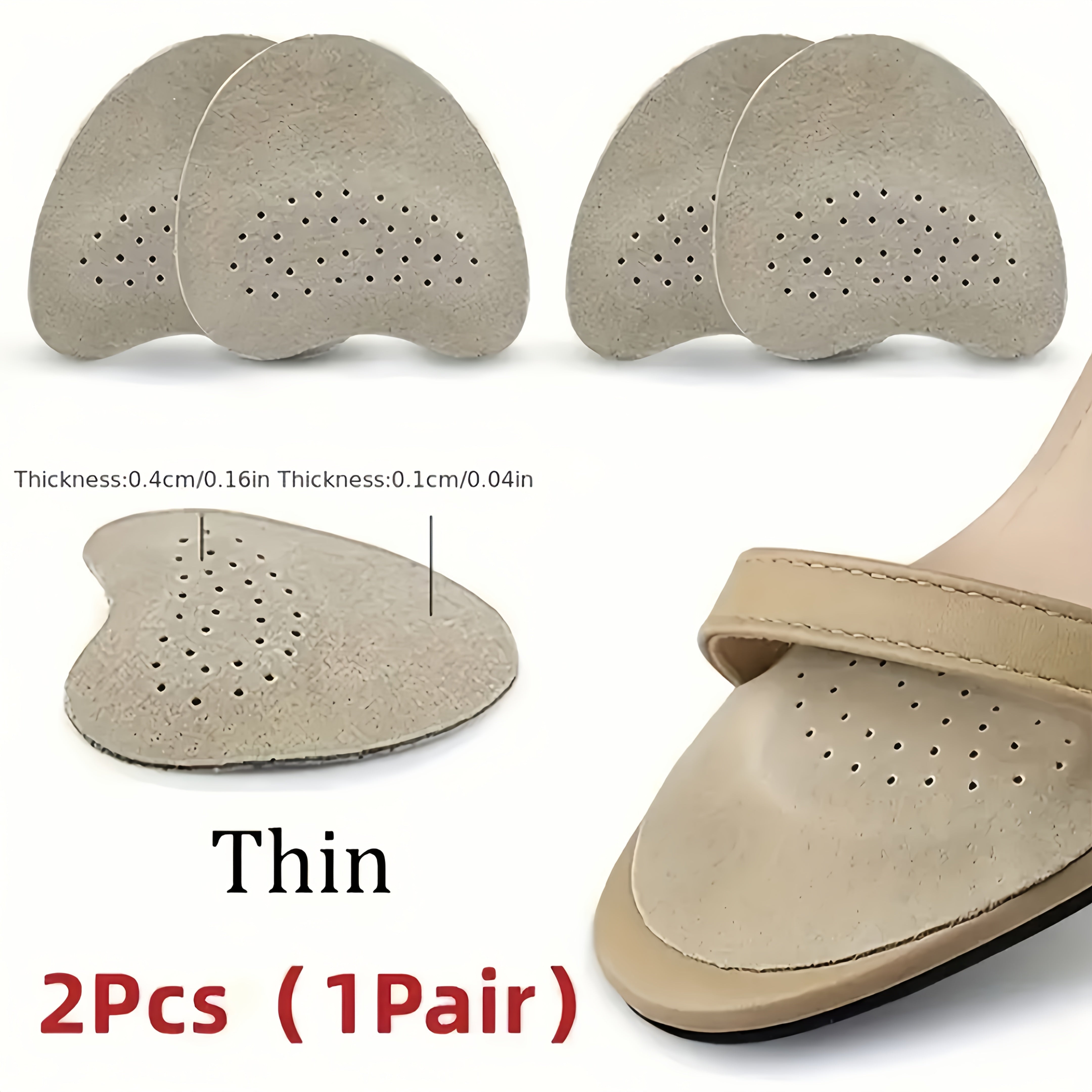 Unisex Leather Forefoot Inserts Shock Absorbing Breathable Cushion