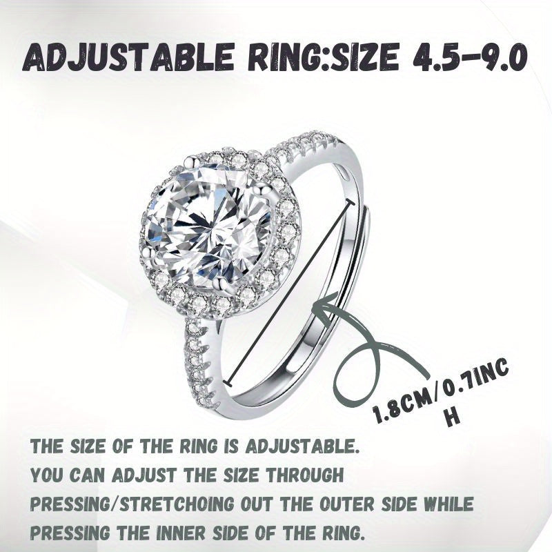 Moissanite Halo Engagement Ring 1-2ct Round Cut Bridal Jewelry