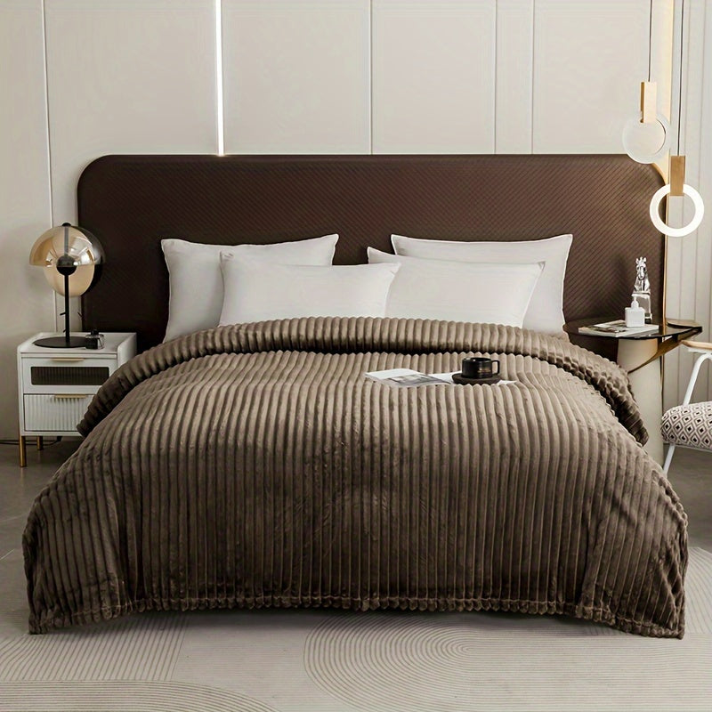 Contemporary Striped Flannel Throw Blanket for Bed and Couch All-Season Comfort