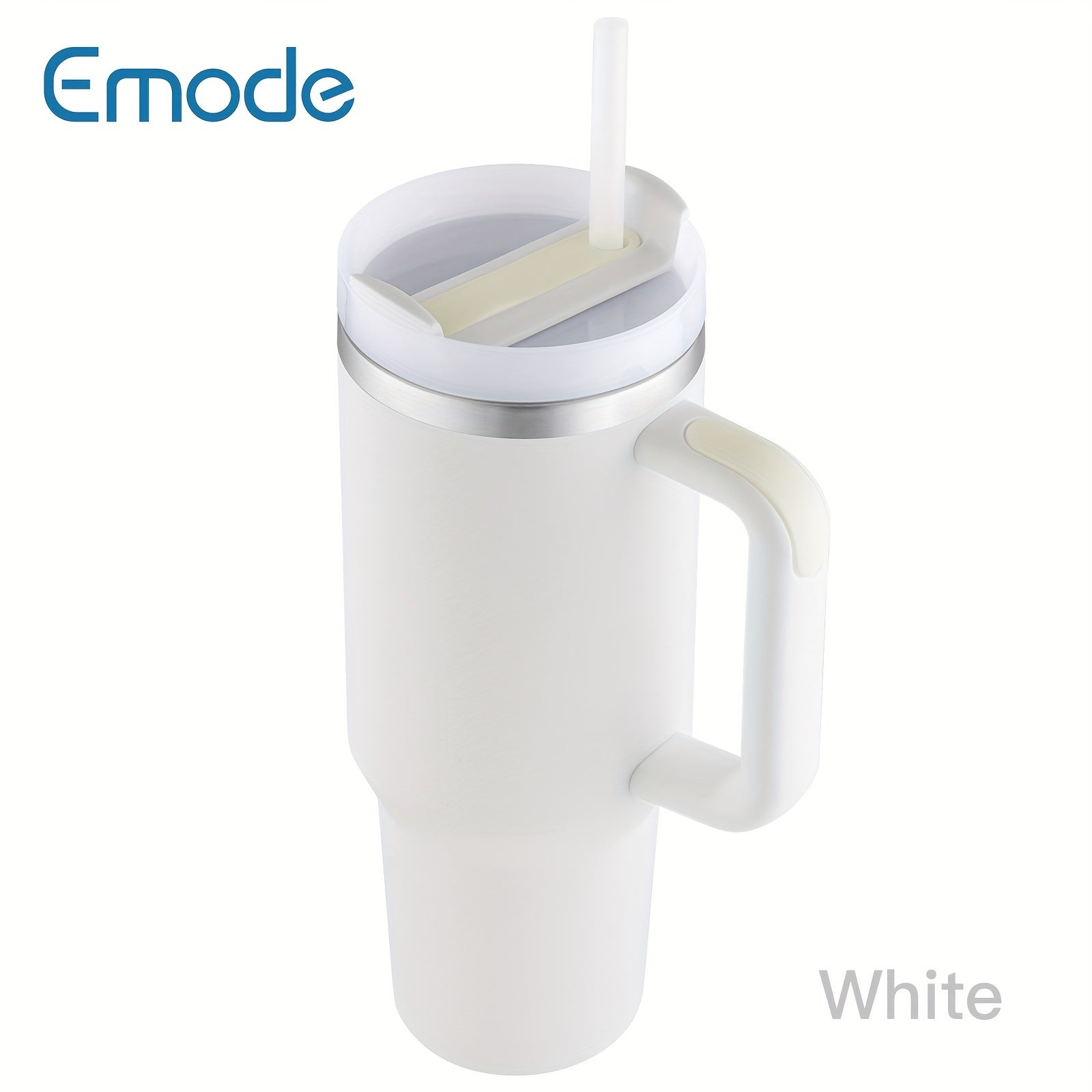 Taza de viaje de acero inoxidable con tapa y asa para bebidas de verano