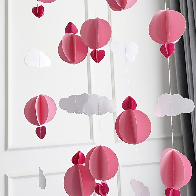 Decoración de pared con corazón de papel 3D, nube y flor para el hogar