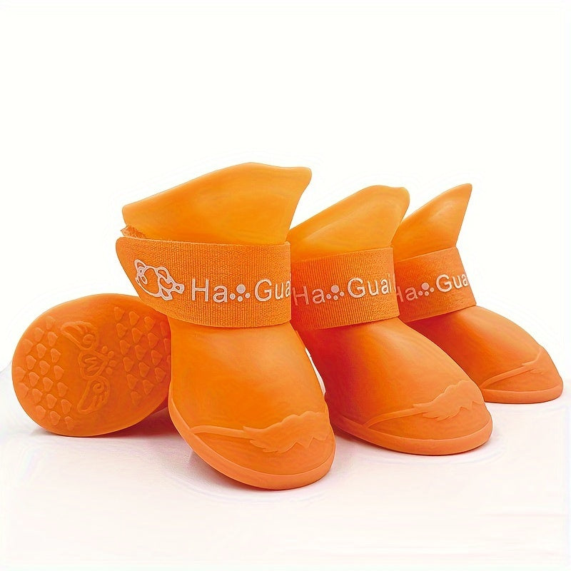 Waterproof Non-Slip Dog Rain Boots for Small to Medium Breeds PVC Soft Sole Adjustable Closure