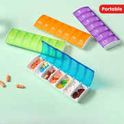 Portable Weekly Pill Organizer for Travel, 7 Compartments, Dividable