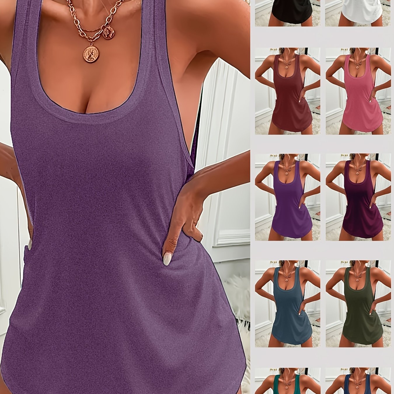 Women's Sleeveless Sleep Dress with Curved Hem Polyester Nightgown for All Seasons