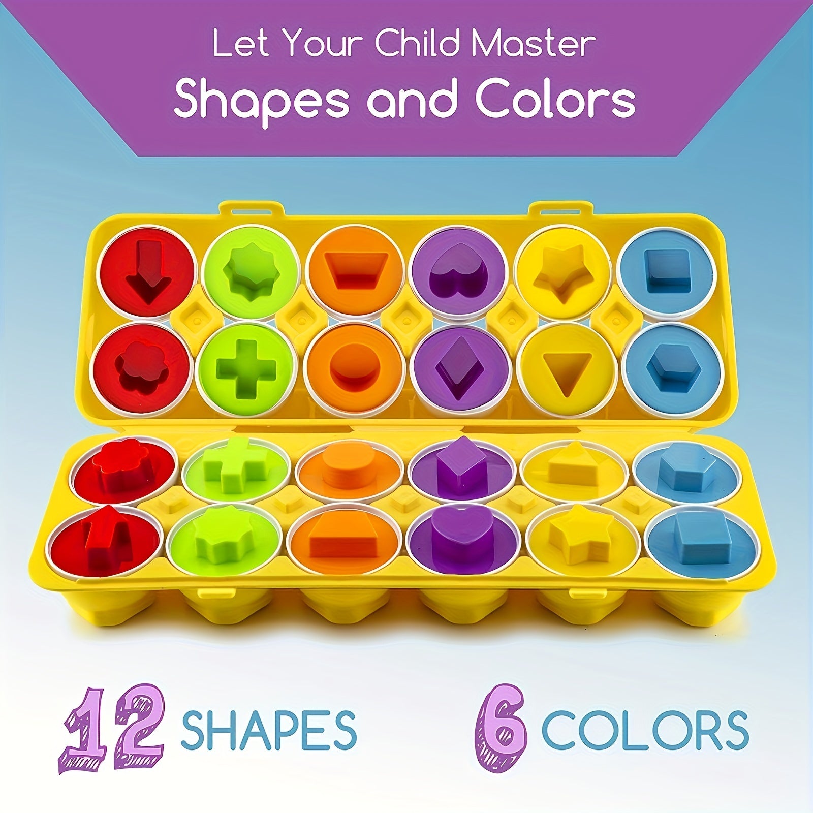Colorful 12-Piece Egg Shape Matching Puzzle Toy for Preschoolers Educational Fine Motor Skills