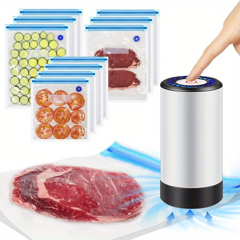 Rechargeable Handheld Food Vacuum Sealer with 3 Sizes of Bags Portable for Fruits Vegetables