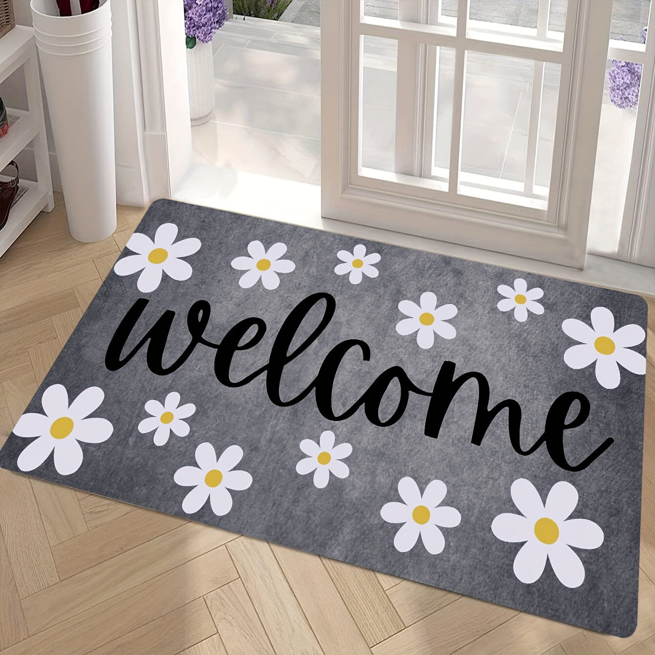 Floral Anti-Fatigue Doormat Non-Slip Absorbent Machine Washable for Kitchen Hallway Entrance