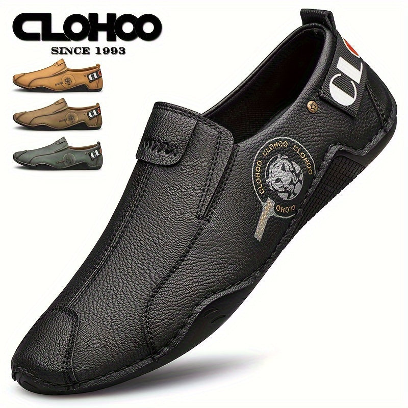Men's Leather Loafers Slip-On Casual Shoes for Spring Summer Fall Solid Color