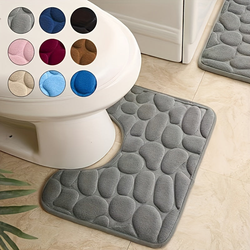 U-Shaped Foam Bath Rug Non-Slip Absorbent Washable Bathroom Decor
